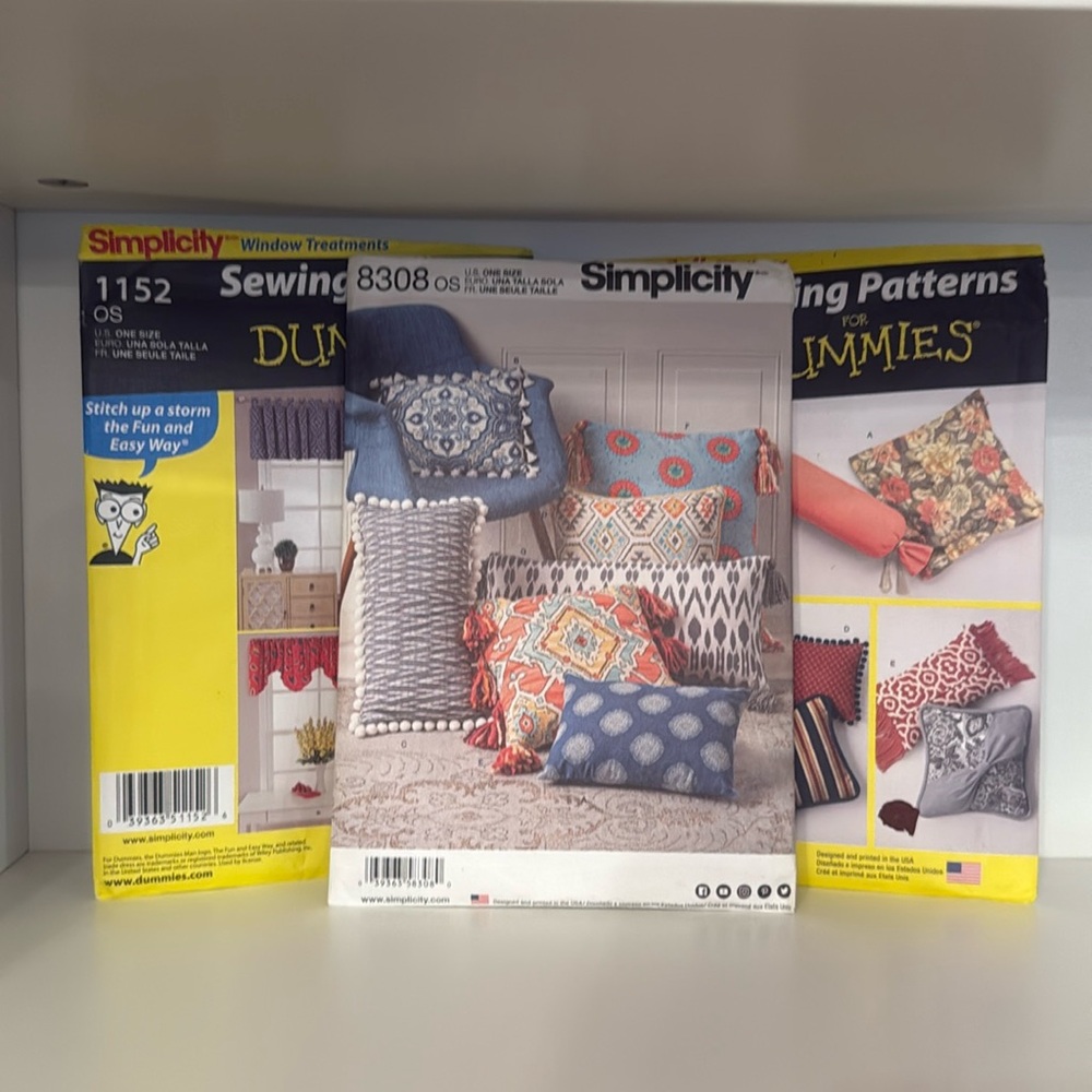 3 Simplicity Sewing Patterns Home Decor Pillows / Curtains Brand New and Uncut